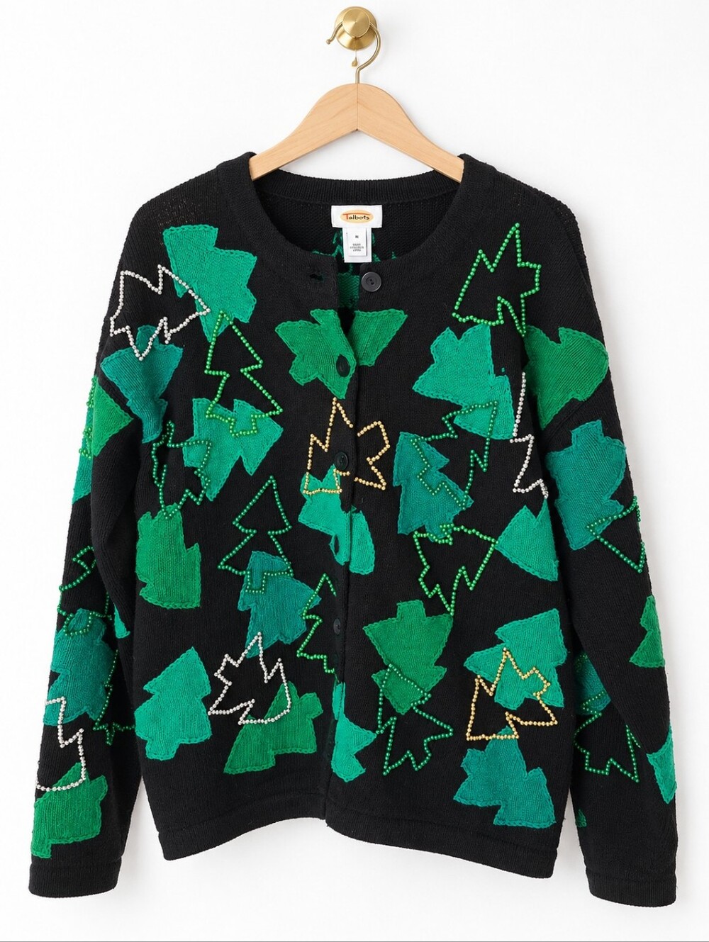 Talbot Vintage Christmas Tree Cardigan Size Small